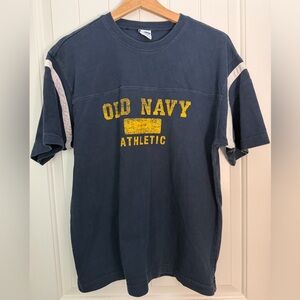 Old Navy Men's Navy and Yellow Athletic Tee